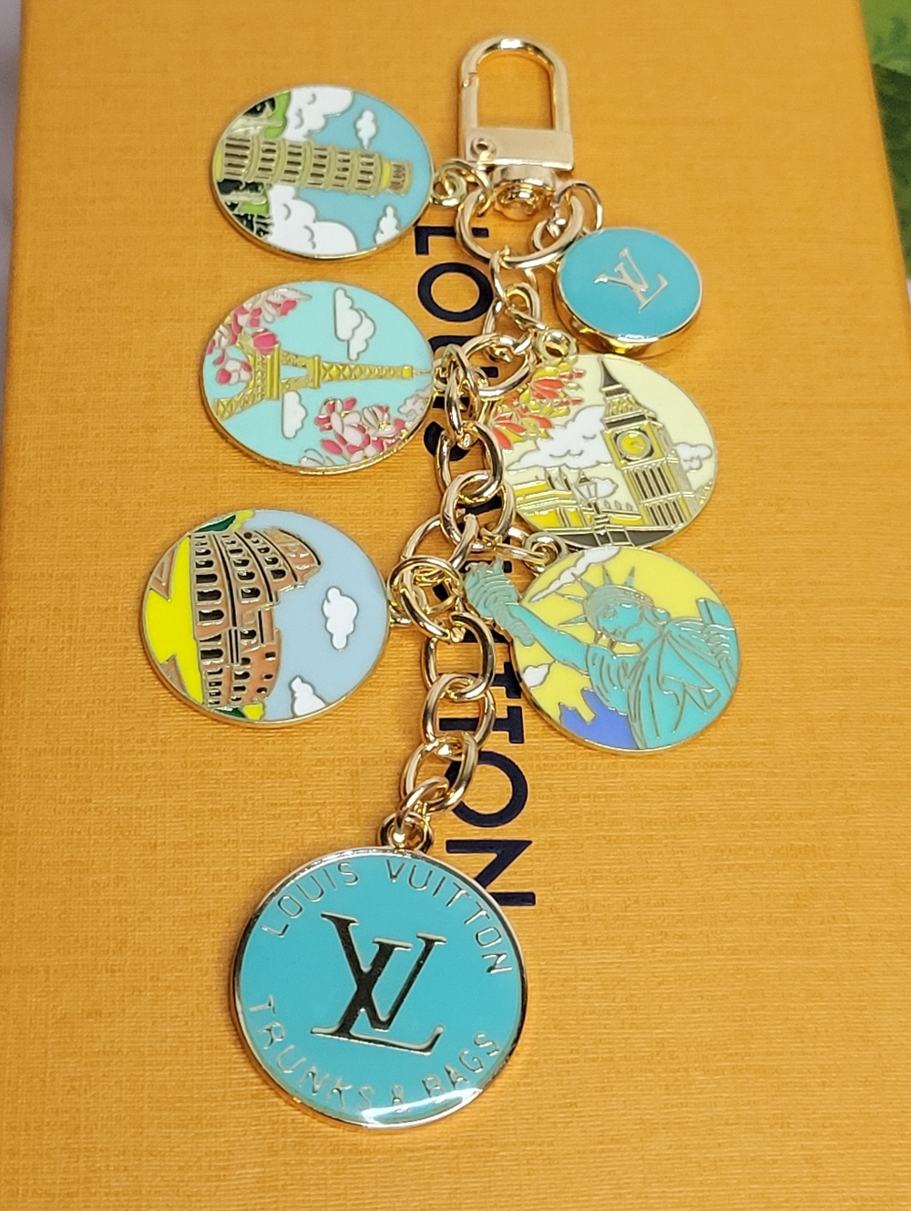 Louis Vuitton Trunks&Bags Zip Pull, "Around The World" Keychain/Bag Charm